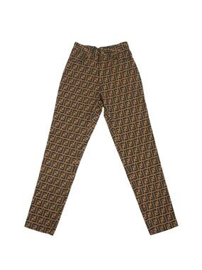 Fendi Brown and Black Logo Pants